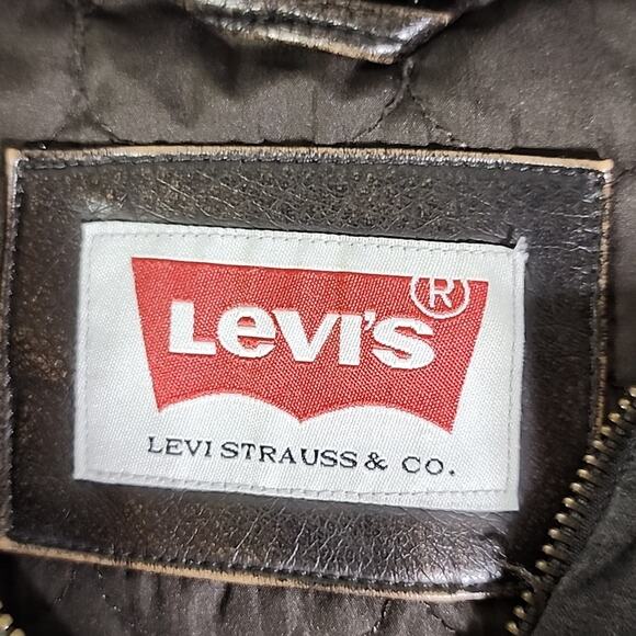 Levi's Mens Faux Leather Hooded Racer Jacket Size Large - Picture 7 of 14